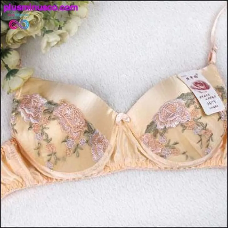 100% Silk, bra, Lace, Padded Breathing Bra