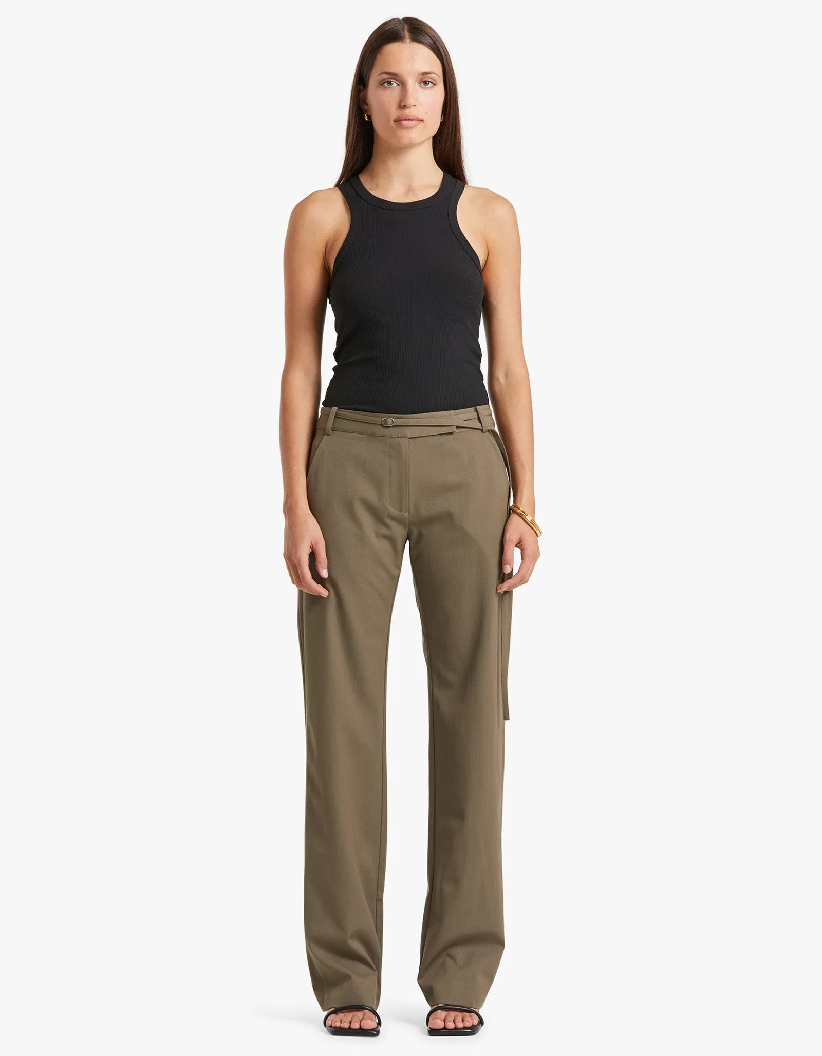 90s Panelled Pants - Olivine