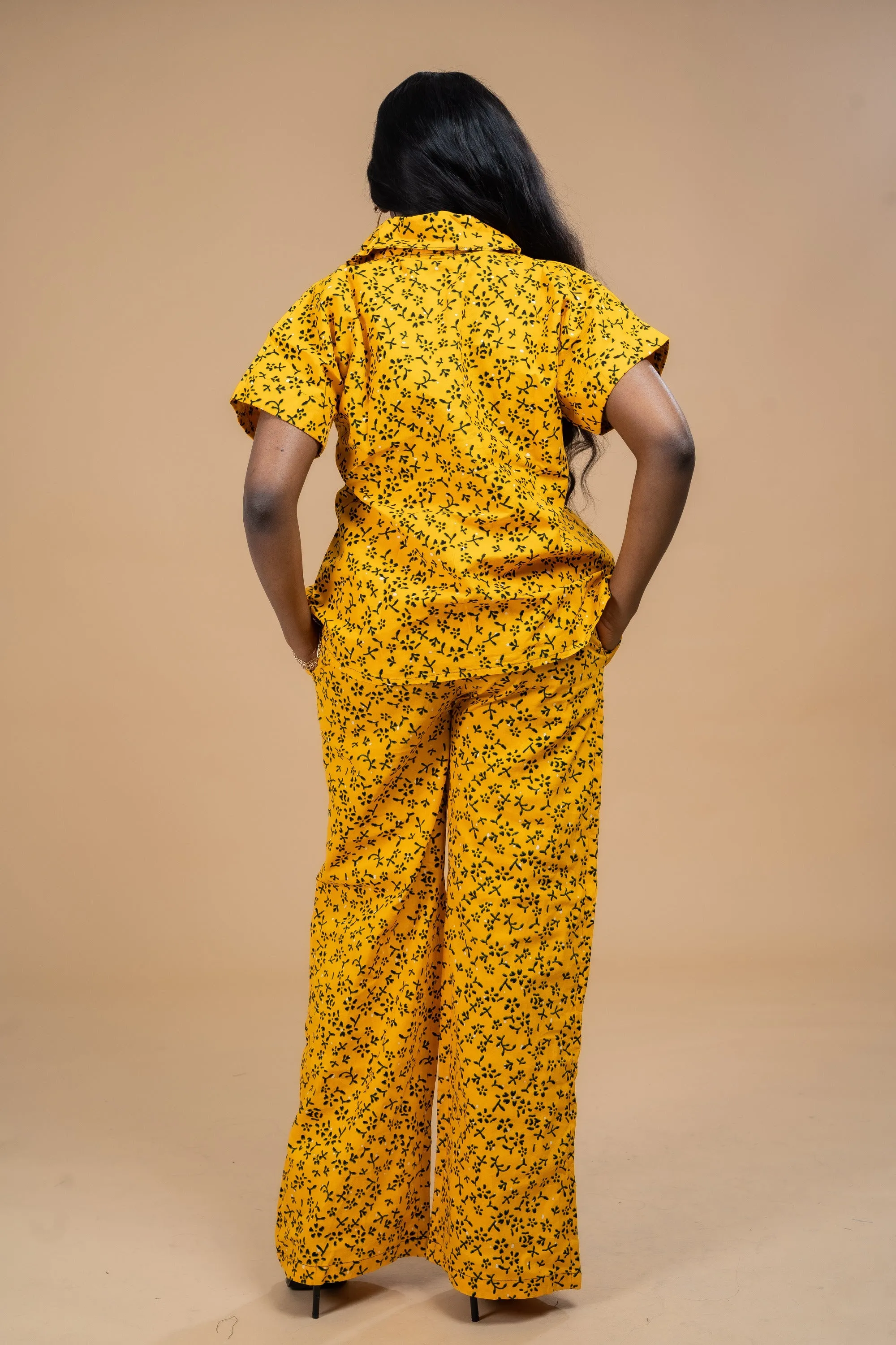 Adana Ankara High waisted Trouser | Yellow African Print