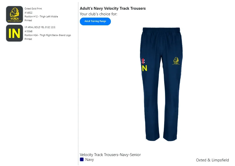 Adult's Navy Velocity Track Trousers