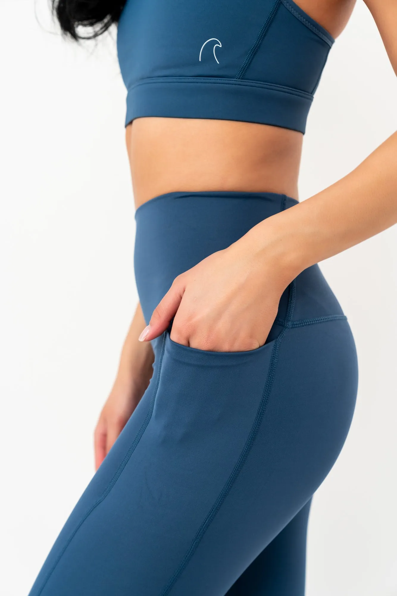 Agility High Waisted Athletic Leggings | Deep Blue