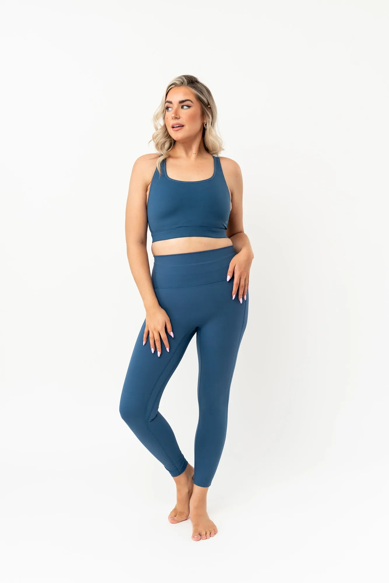 Agility High Waisted Athletic Leggings | Deep Blue