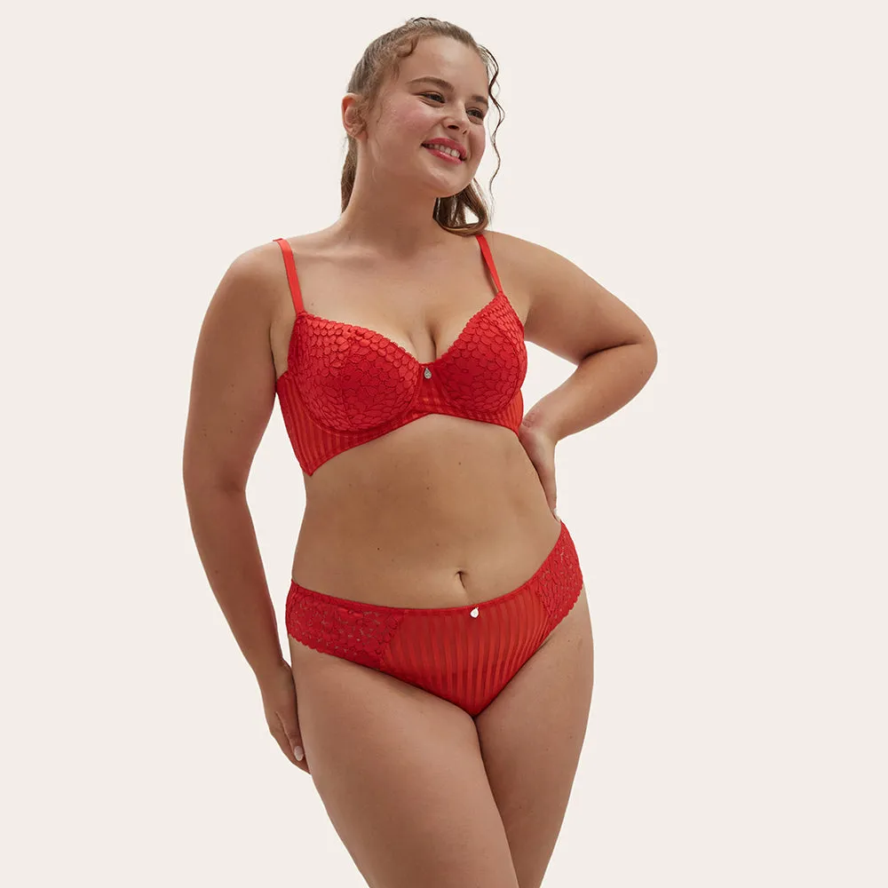 AMINA Unlined Red Lace Bra