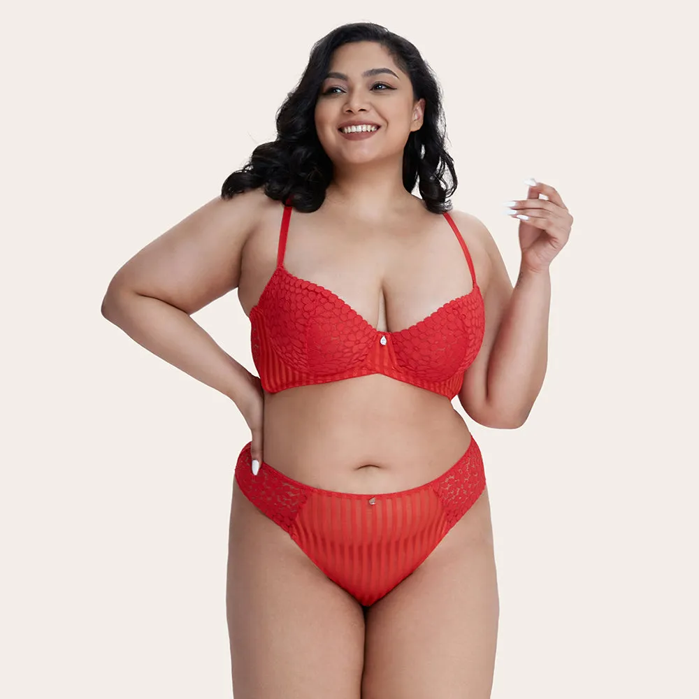 AMINA Unlined Red Lace Bra