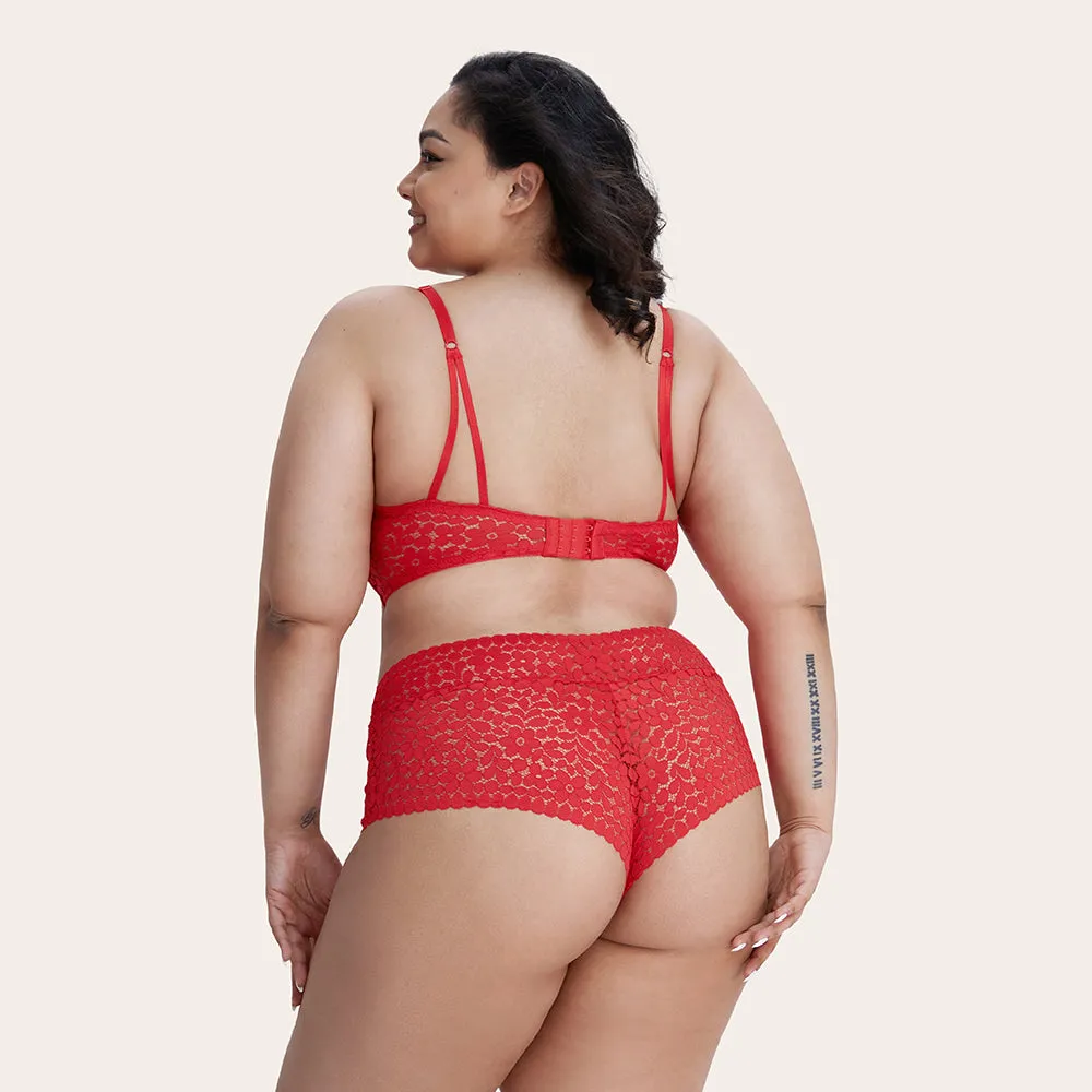 AMINA Unlined Red Lace Bra