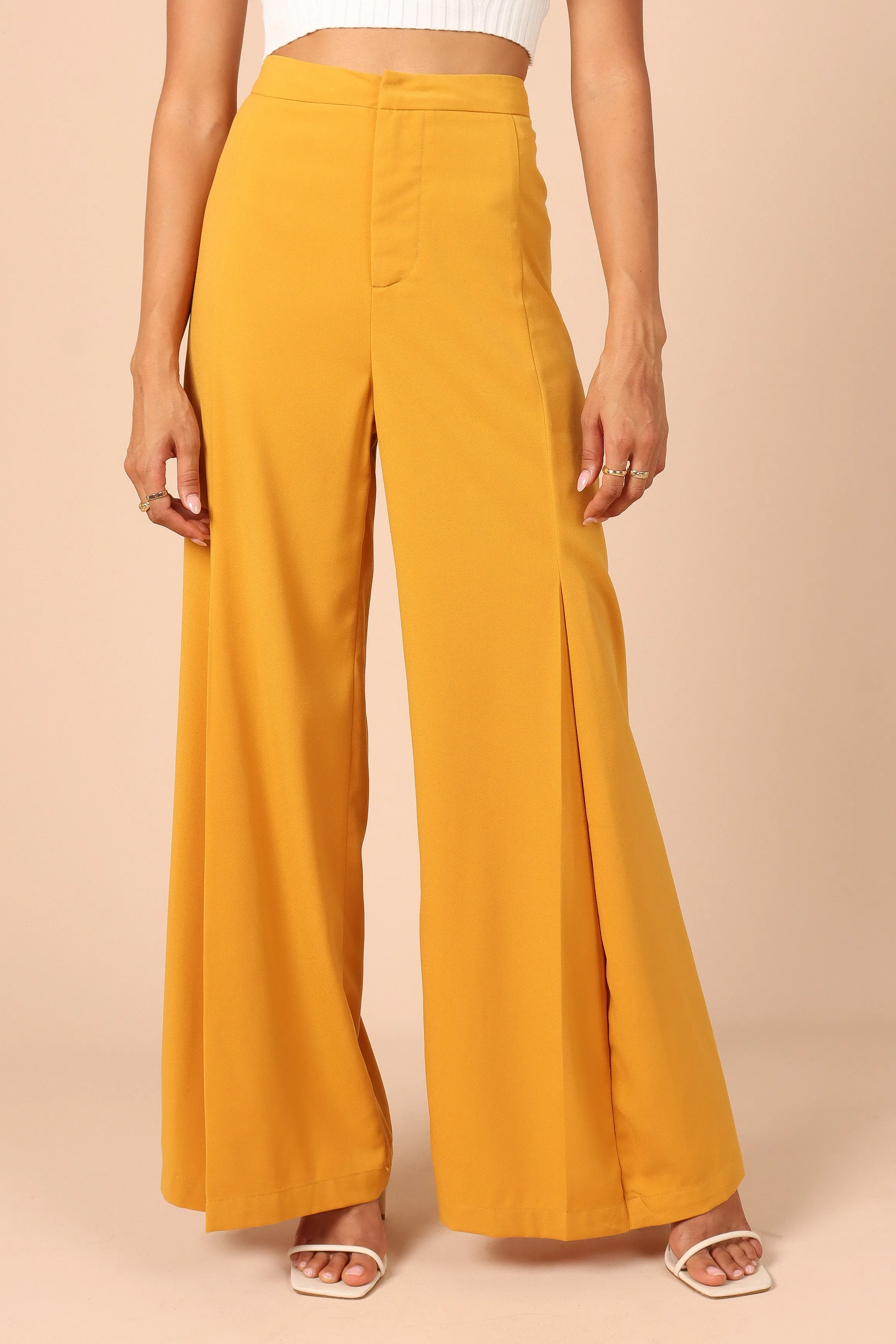 Annie High Waisted Wide Leg Pants - Mustard