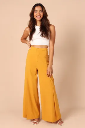 Annie High Waisted Wide Leg Pants - Mustard