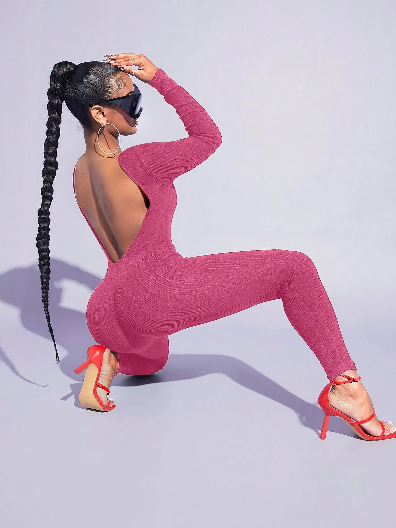 Backless Long Sleeve Jumpsuit