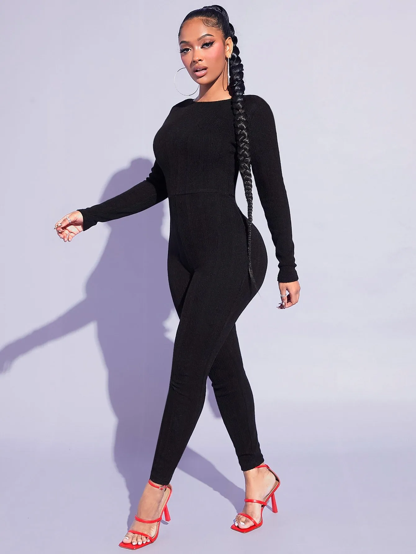 Backless Long Sleeve Jumpsuit