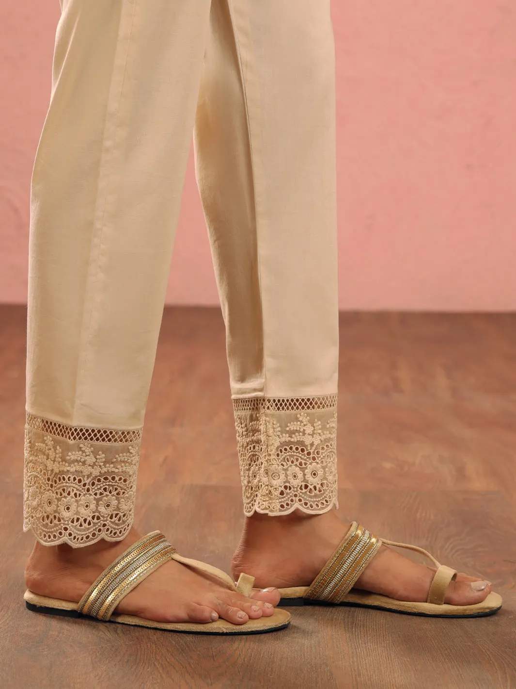 Beige Cambric Trousers - AL-T-728