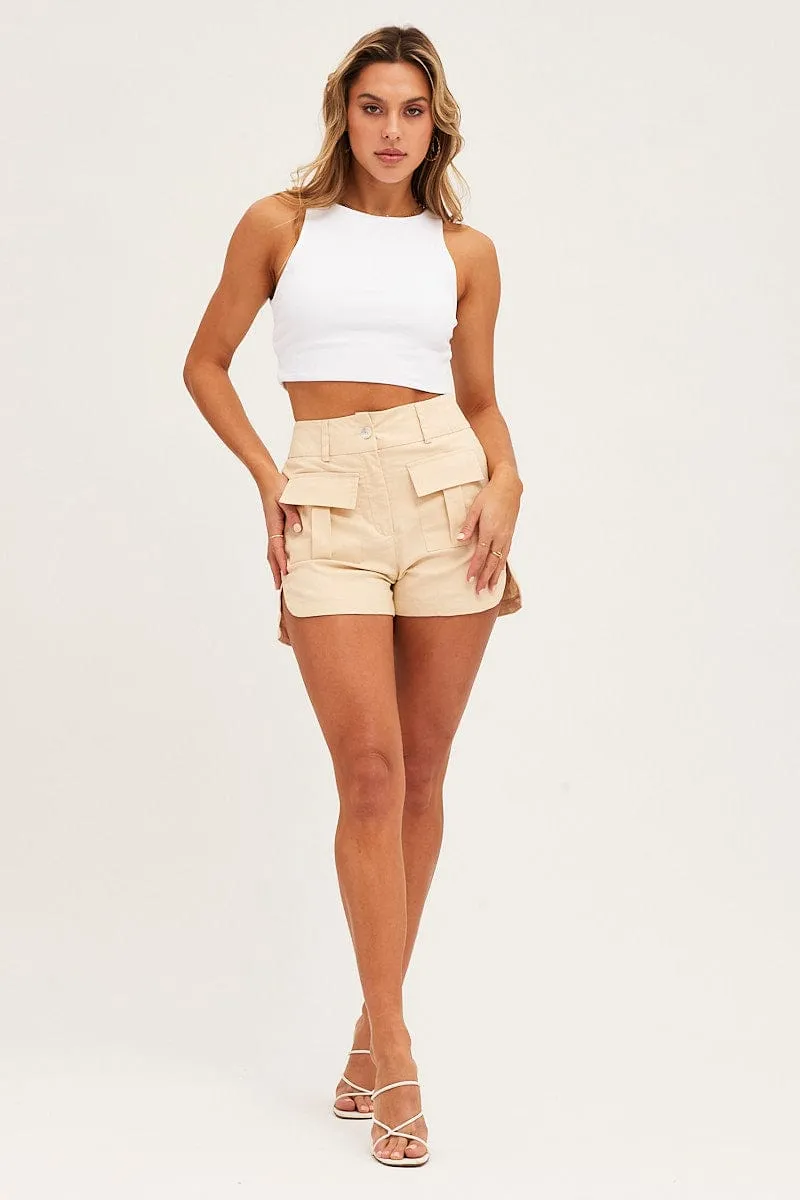 Beige Cargo Shorts