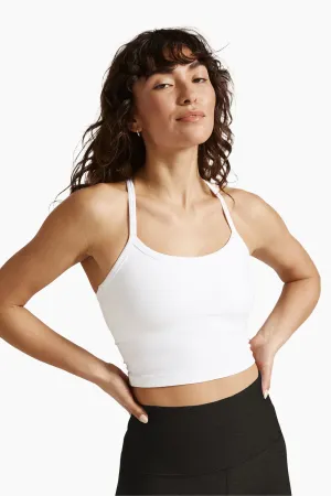 Beyond Yoga Spacedye Slim Racerback Cropped Tank in Cloud White