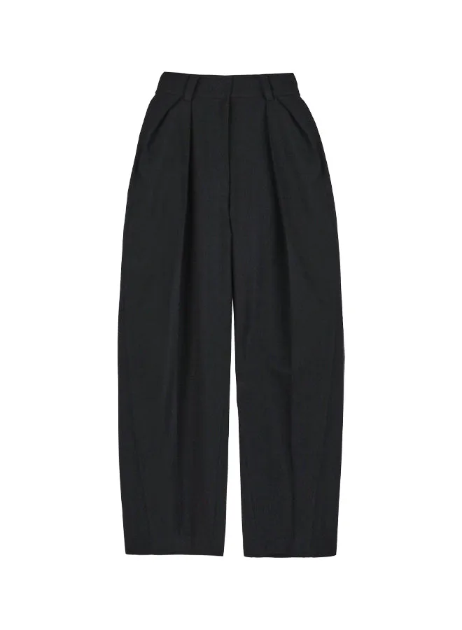 Black High Waist Tapered Trousers