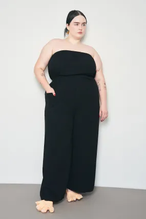 Black Linen Strapless Jumpsuit