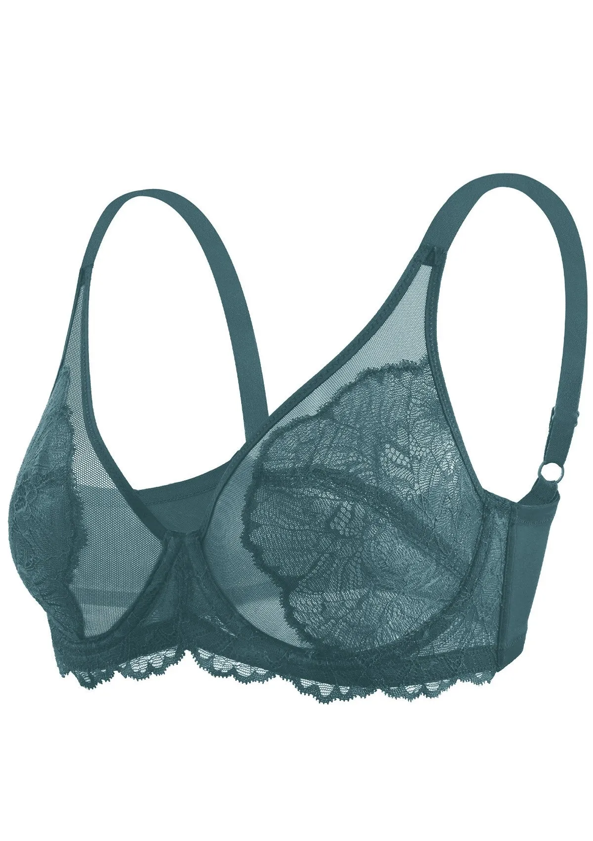 Blossom Balsam Blue Unlined Lace Bra Set