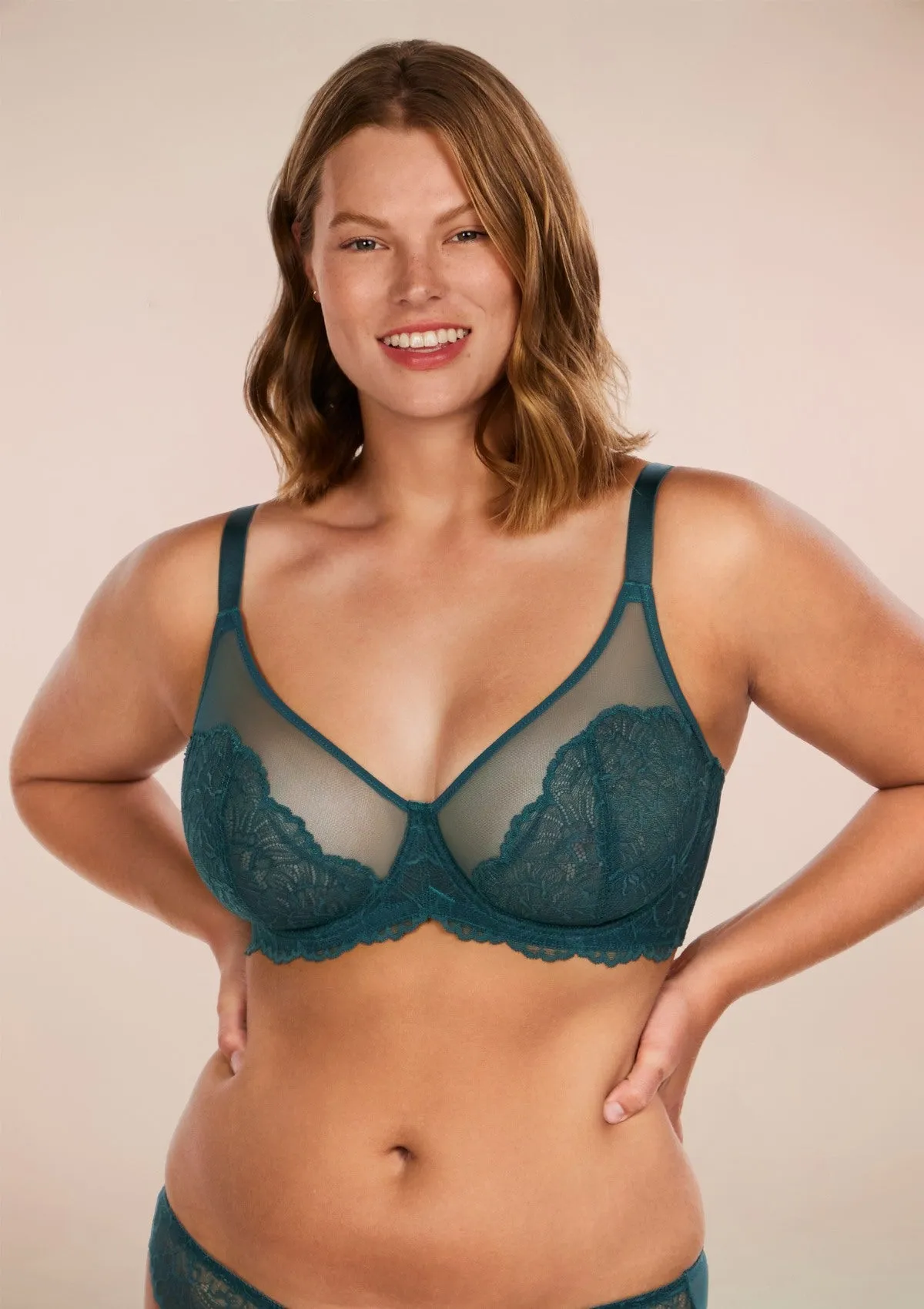 Blossom Balsam Blue Unlined Lace Bra Set