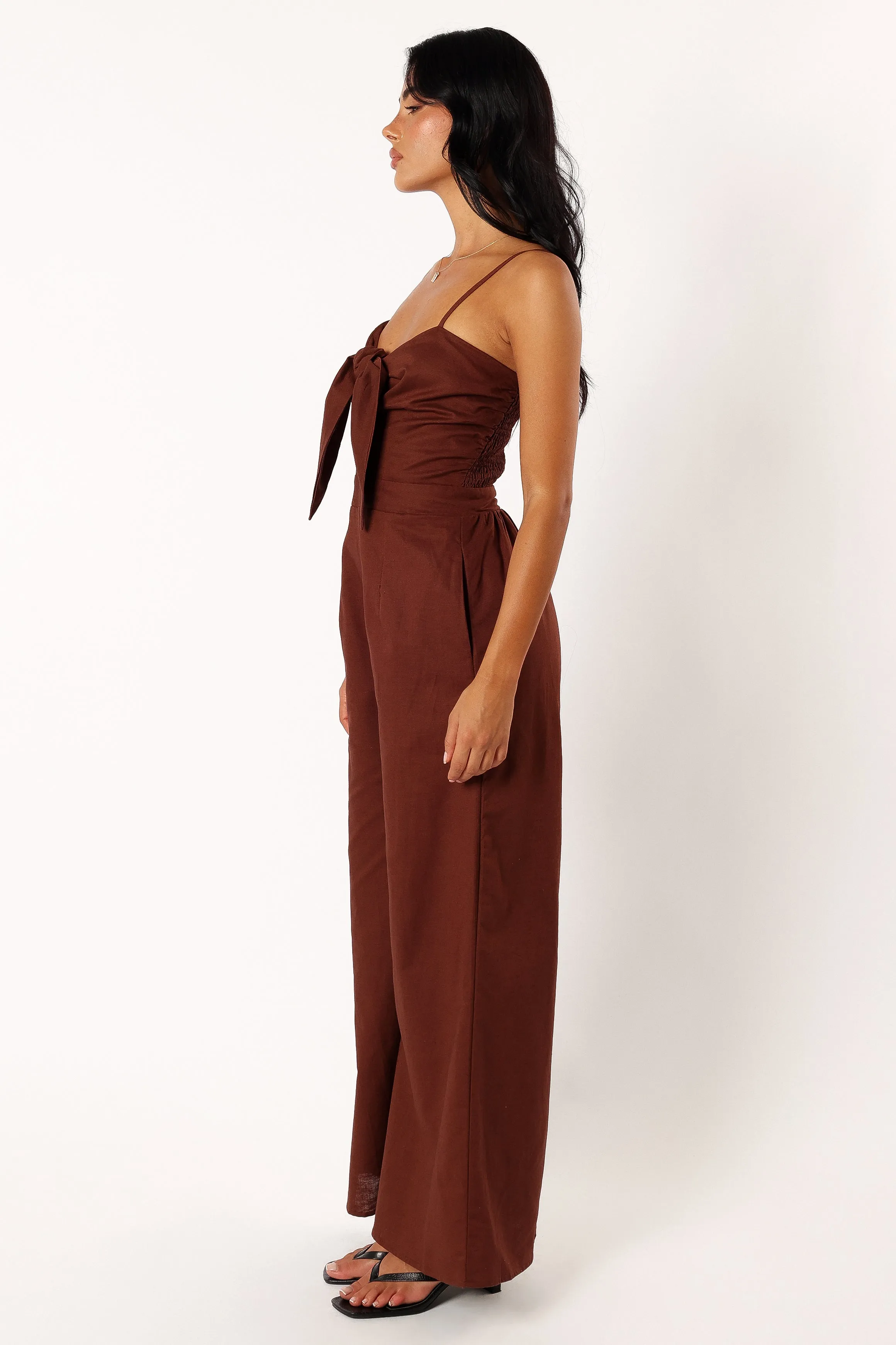 Christina Linen Jumpsuit - Brown