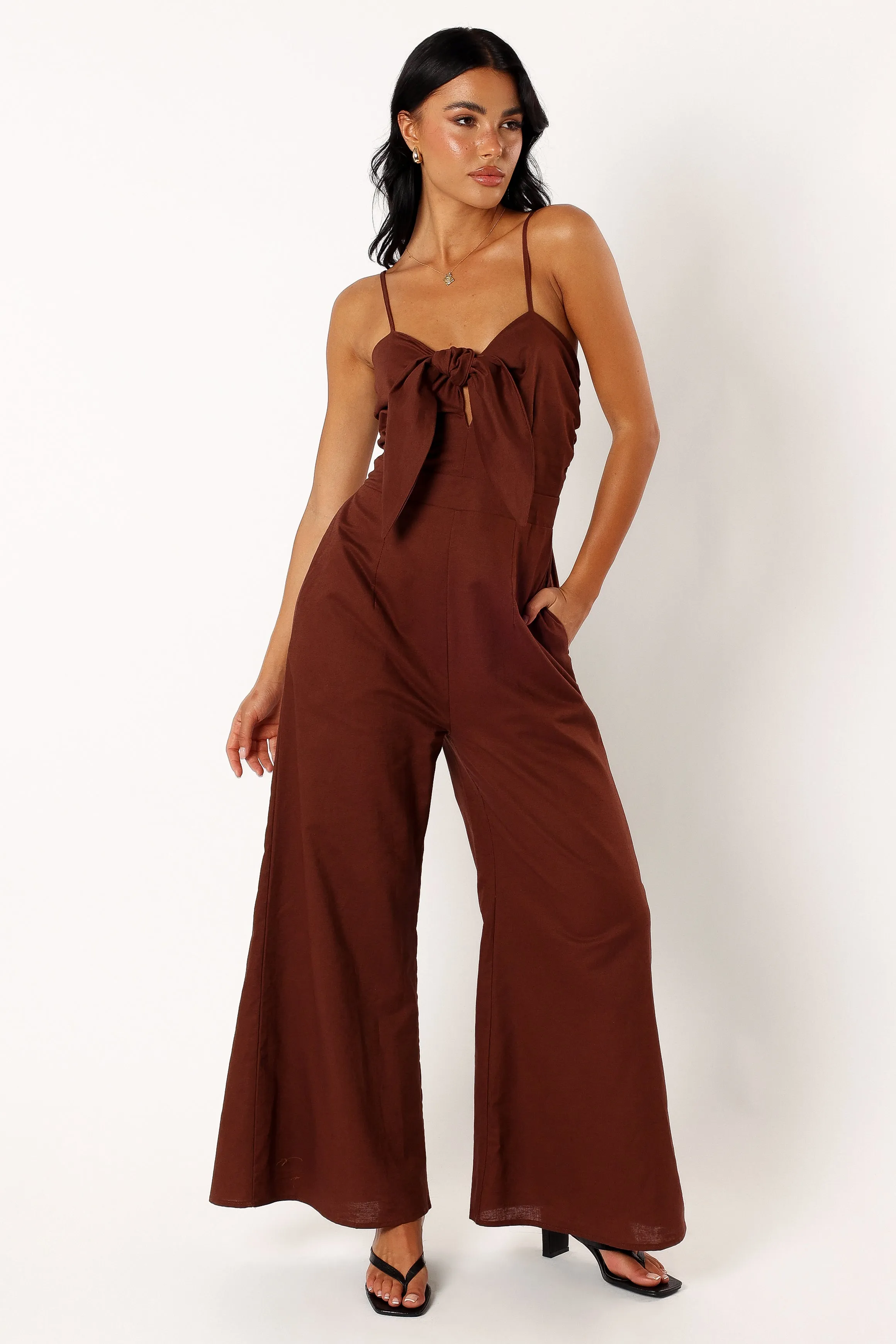 Christina Linen Jumpsuit - Brown