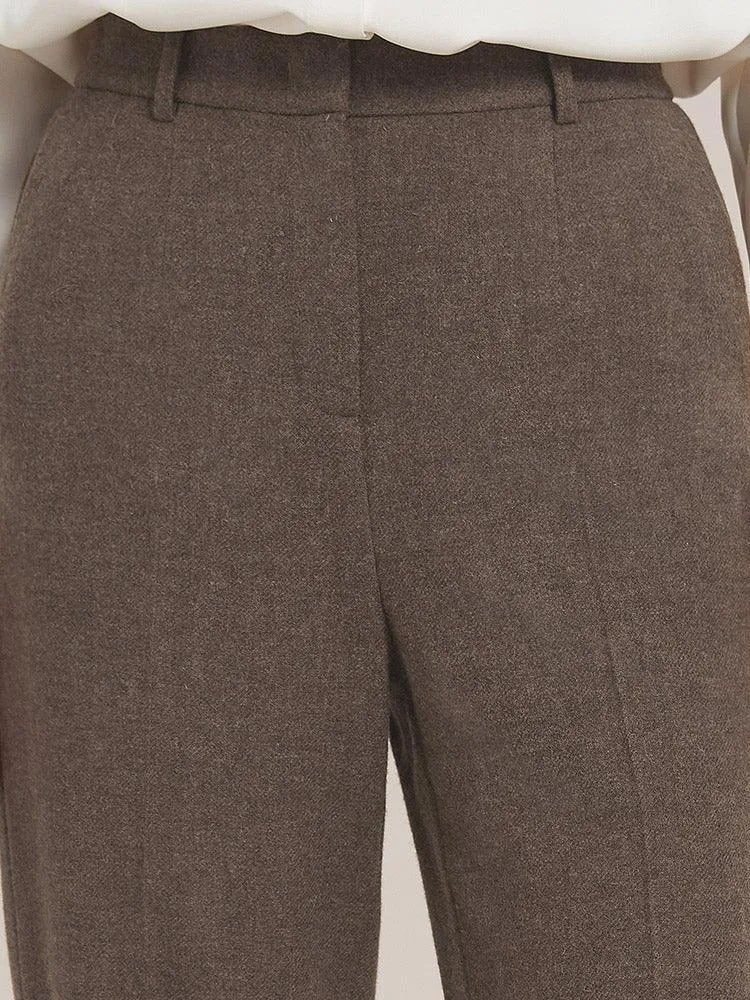 Coffee Brown Washable Wool Trousers