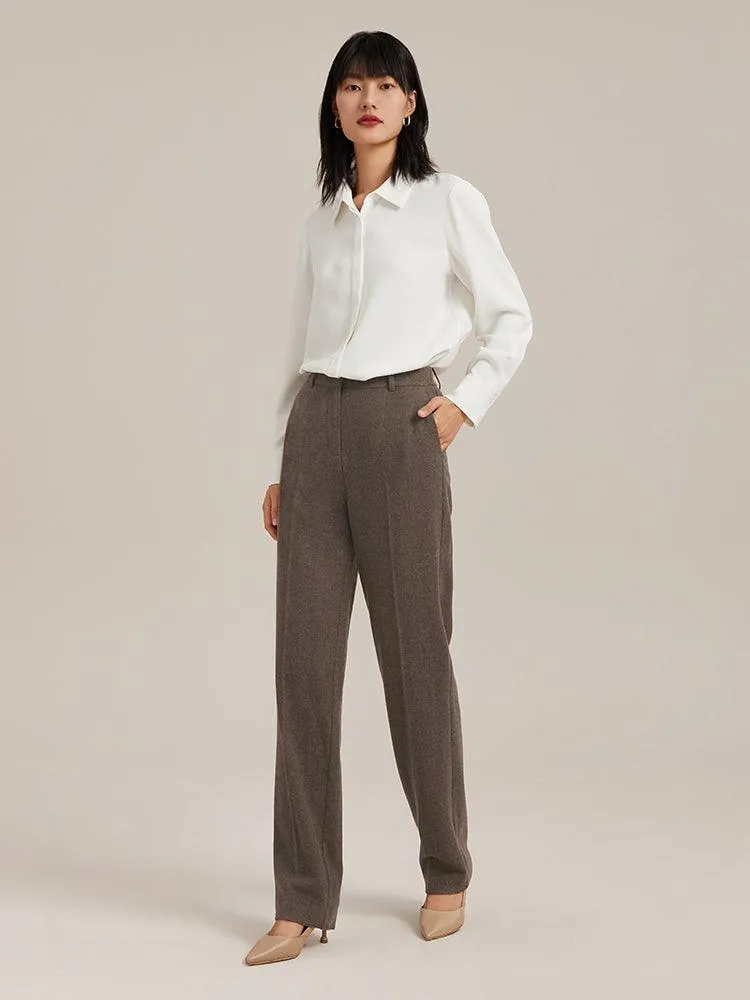 Coffee Brown Washable Wool Trousers