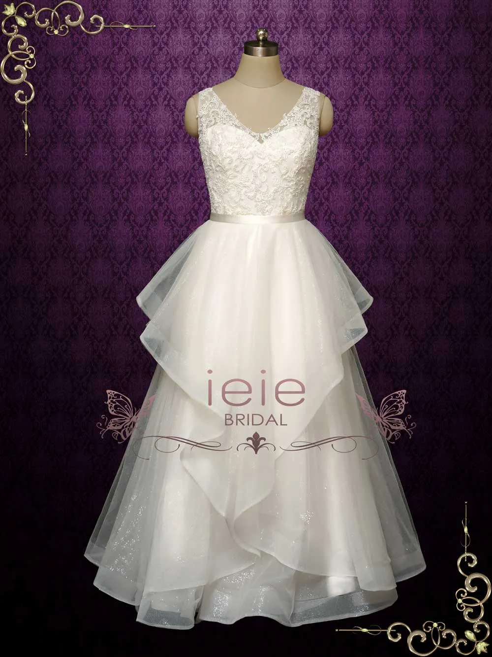 Convertible Short Lace Wedding Dress with Skirt ARWEN