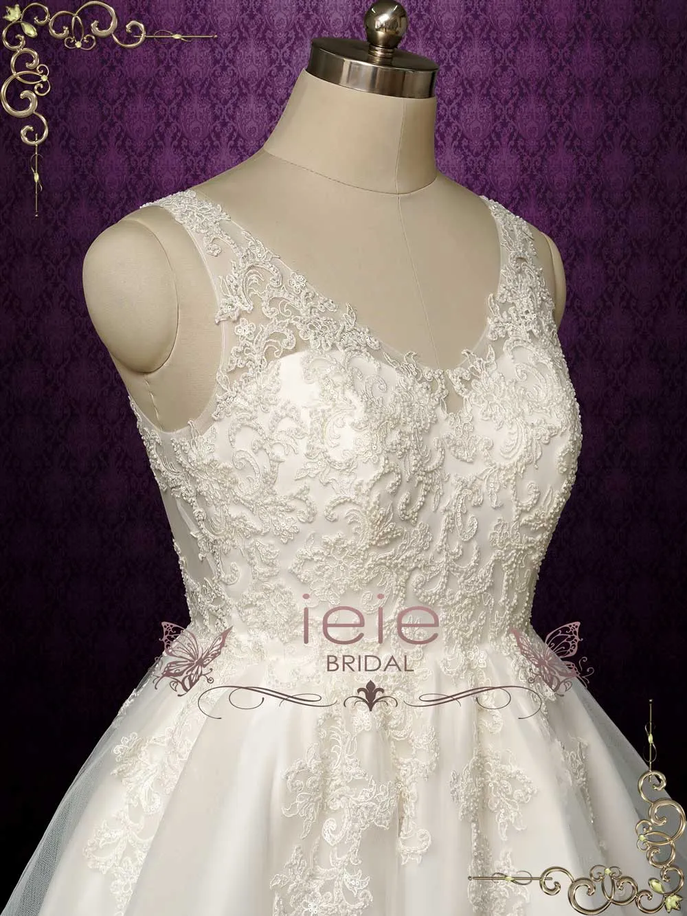 Convertible Short Lace Wedding Dress with Skirt ARWEN