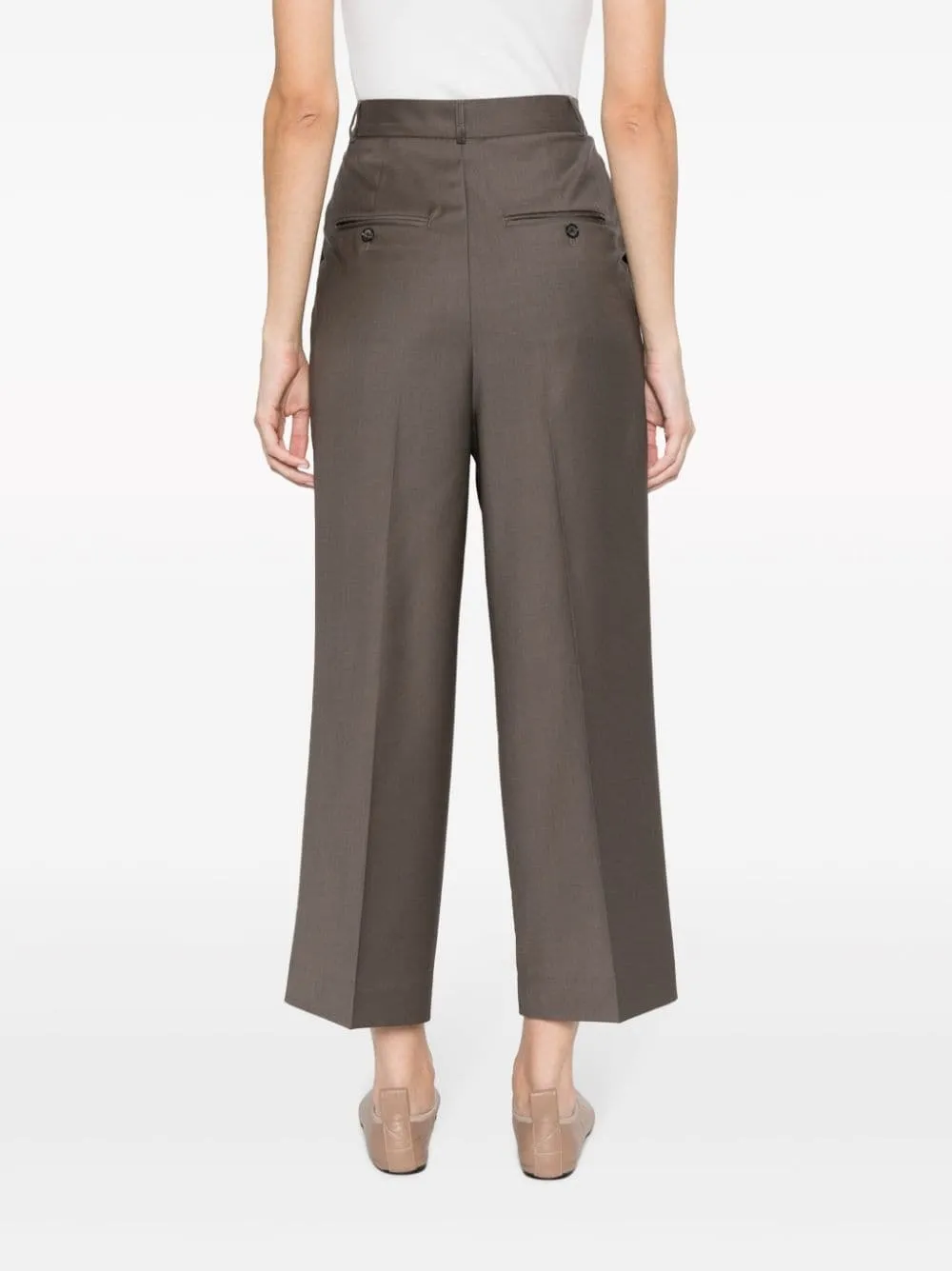 Double-Pleated Cropped Trousers