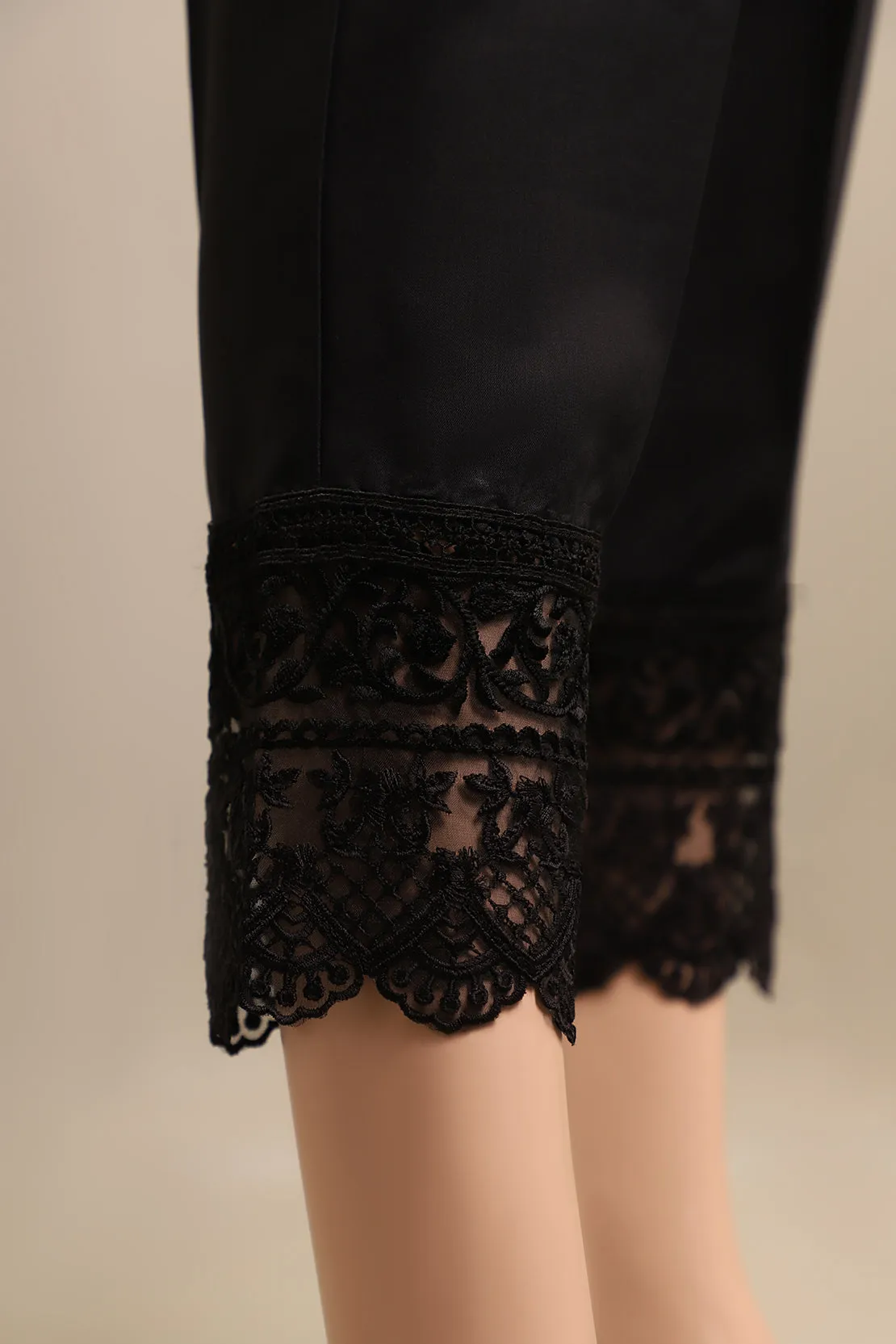 Embroidered Raw Silk Pants