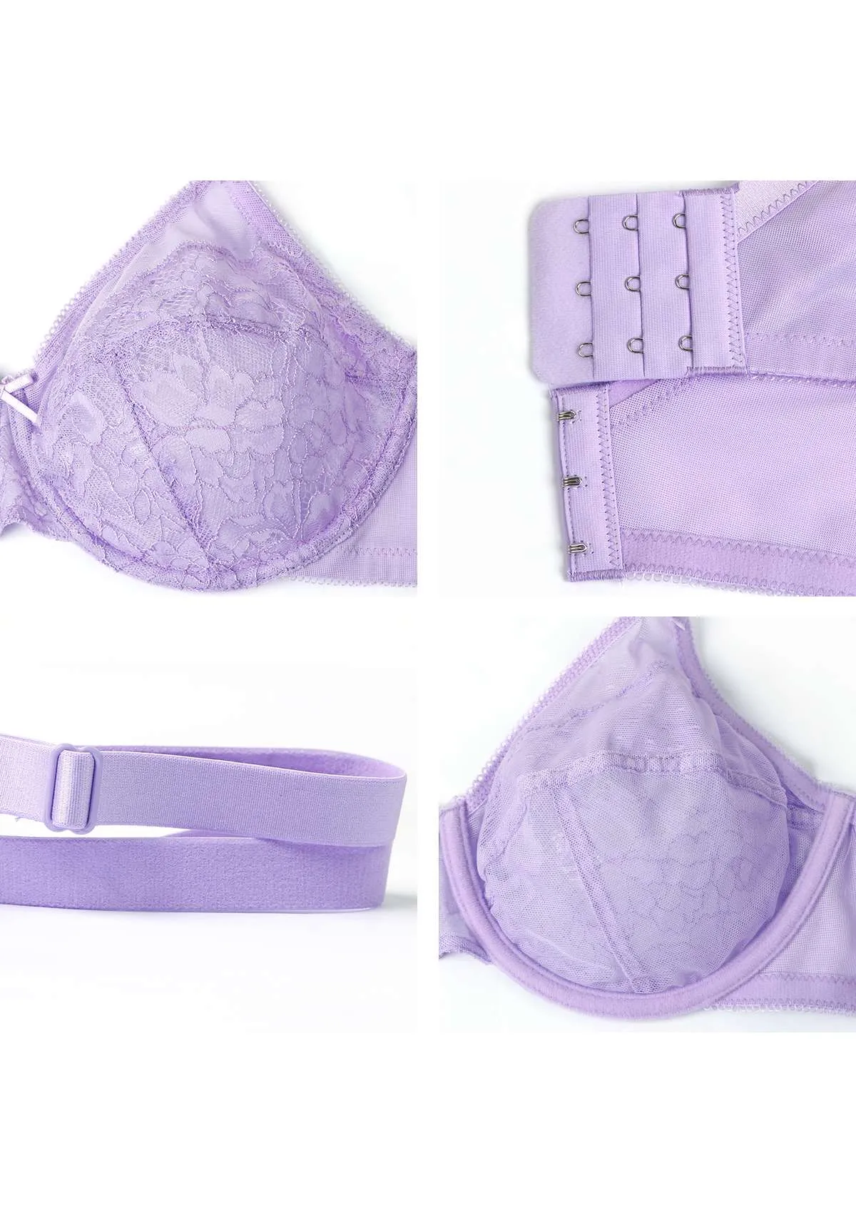 Enchante Purple Unlined Lace Underwire Bra Set