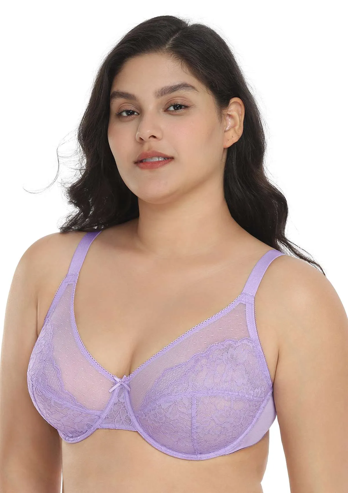 Enchante Purple Unlined Lace Underwire Bra Set