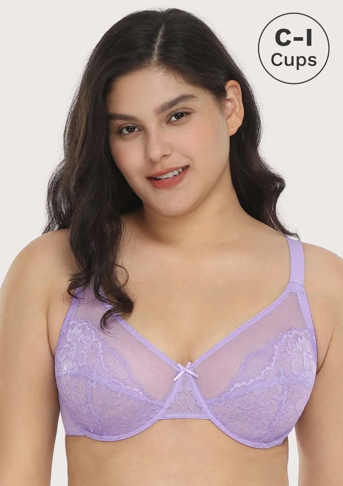 Enchante Purple Unlined Lace Underwire Bra Set