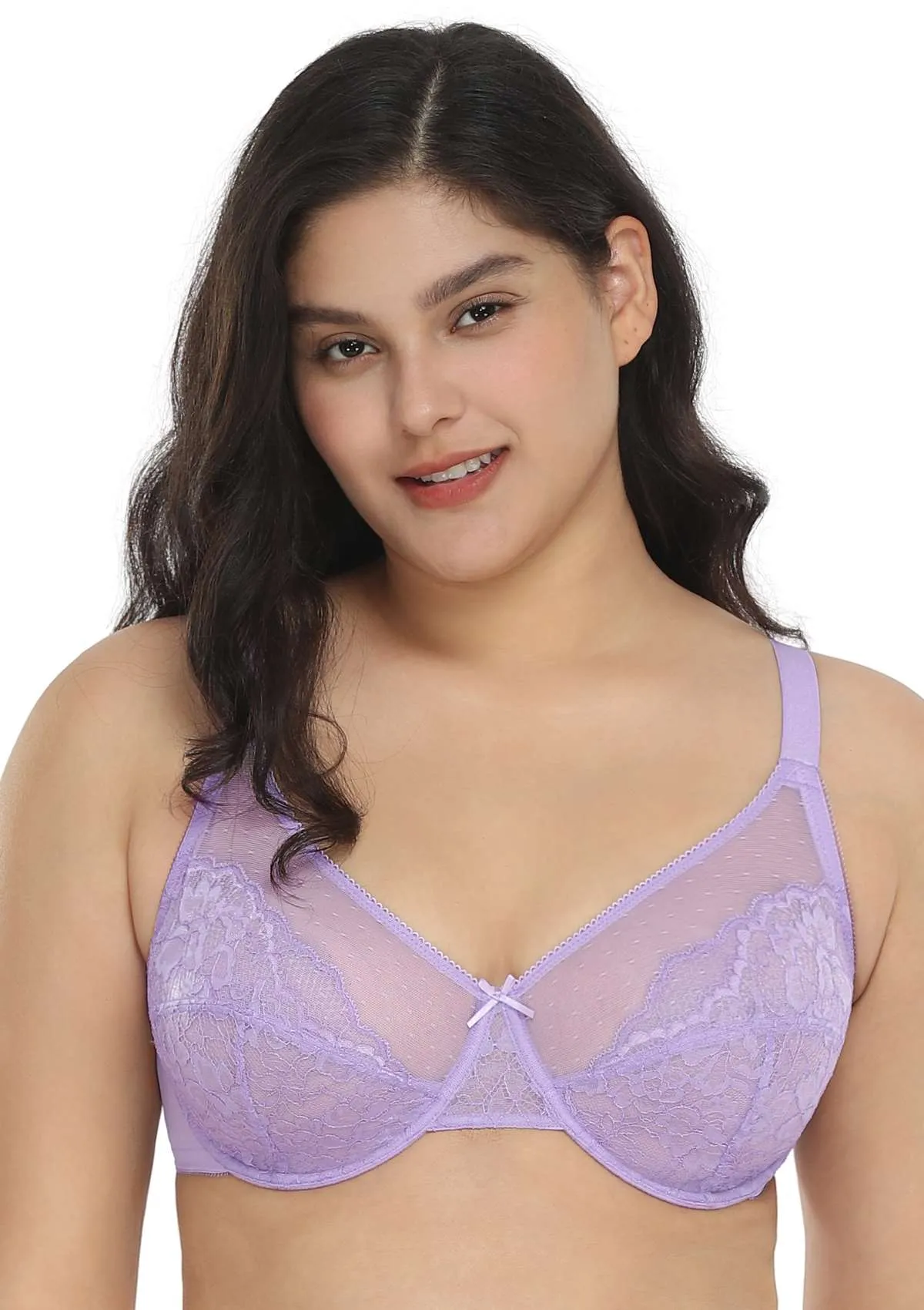 Enchante Purple Unlined Lace Underwire Bra Set