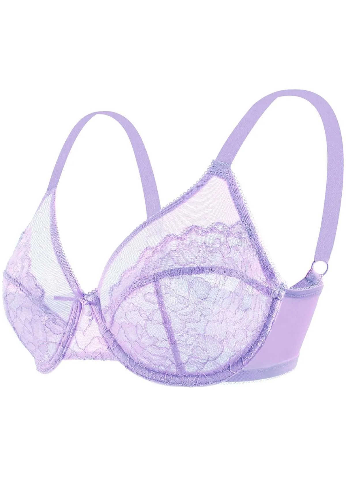 Enchante Purple Unlined Lace Underwire Bra Set