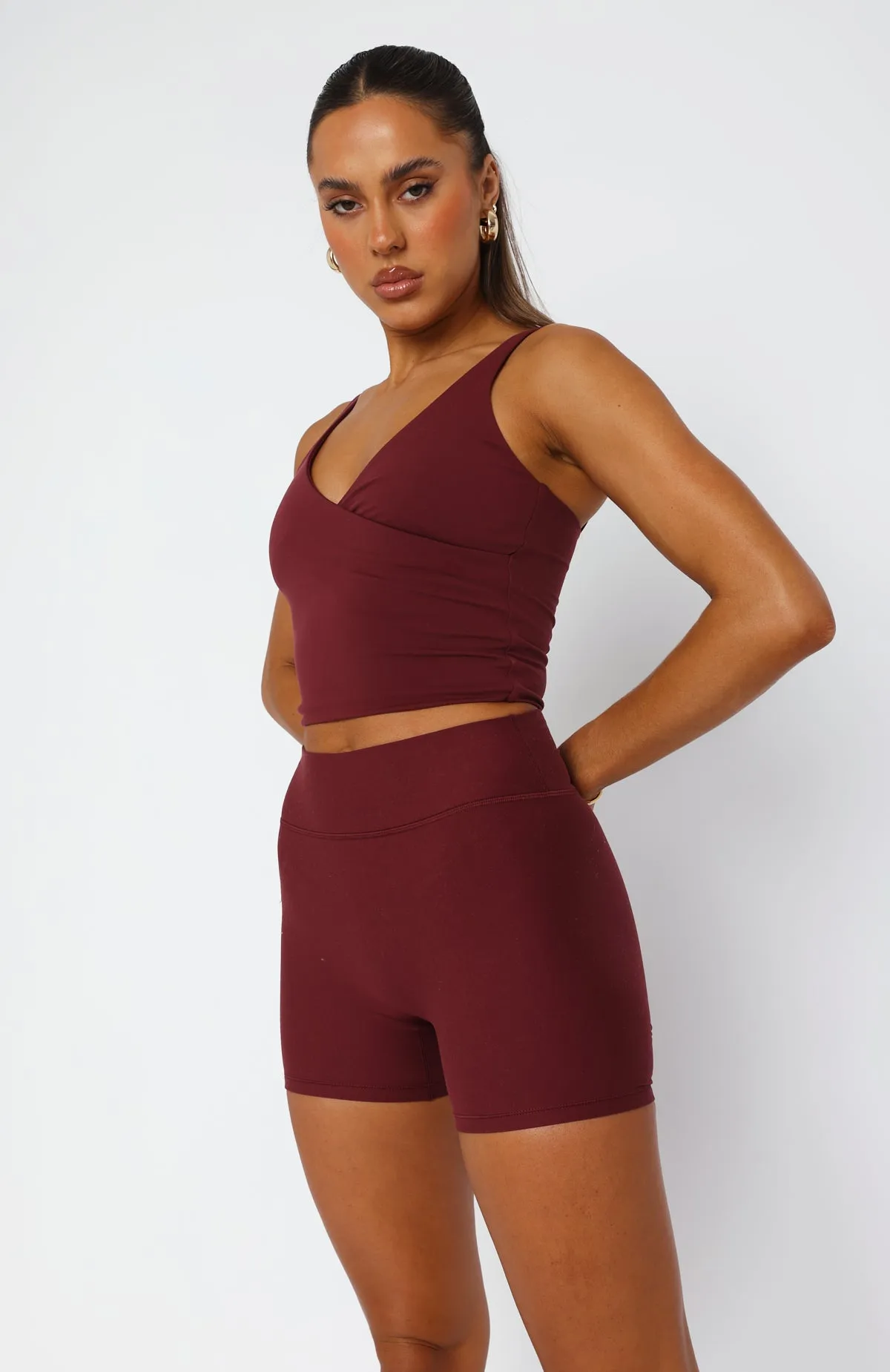 Endurance Scrunch High Waisted Shorts Burgundy