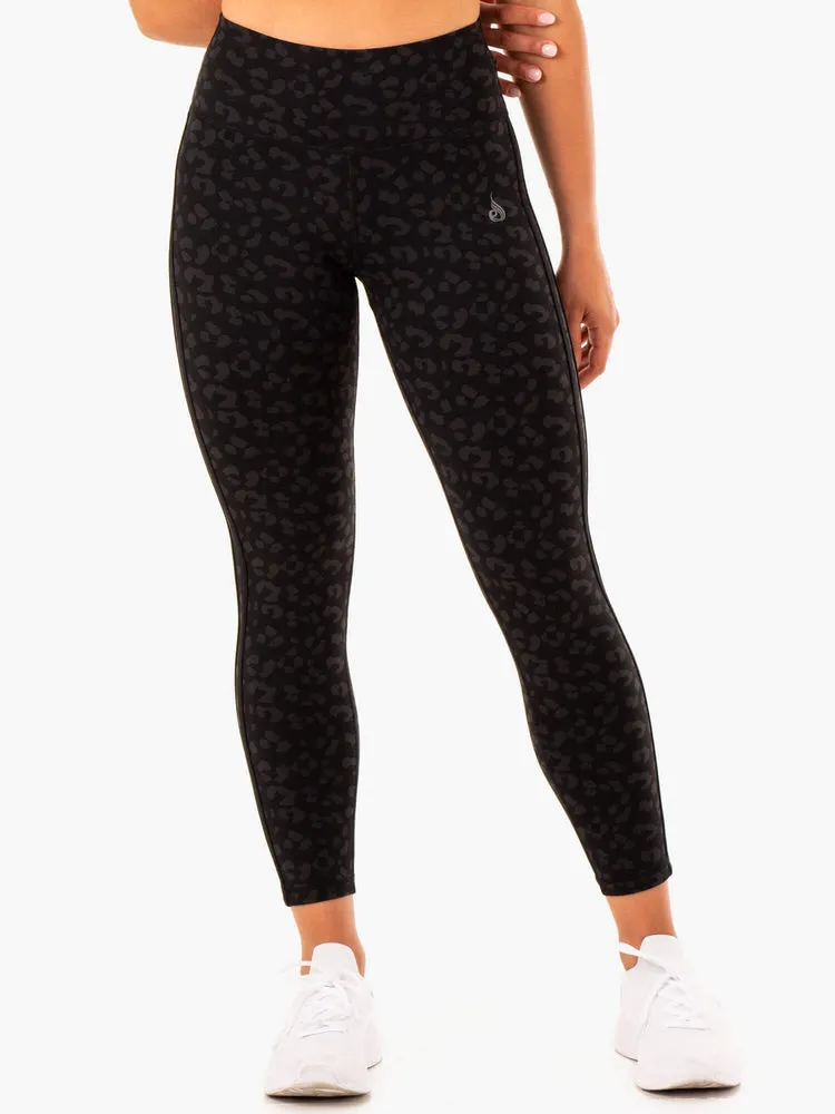 EVOLUTION HIGH WAISTED SCRUNCH LEGGINGS BLACK LEOPARD