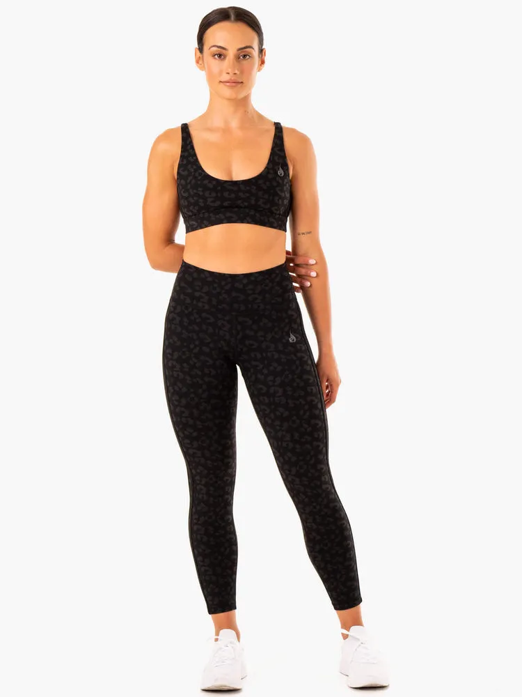 EVOLUTION HIGH WAISTED SCRUNCH LEGGINGS BLACK LEOPARD