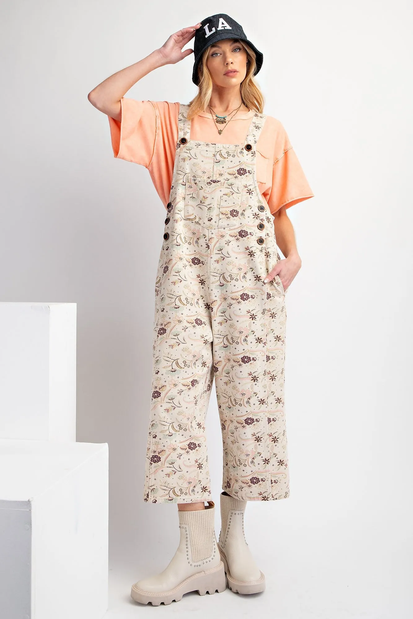 Flower Print Twill Jumpsuit