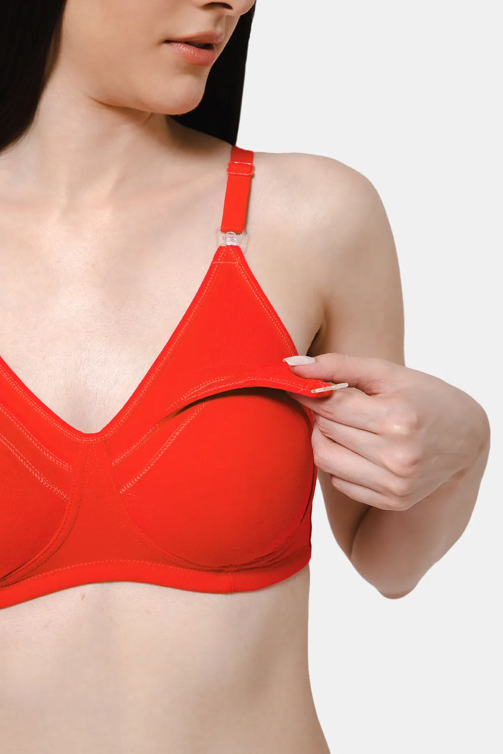 High Coverage Intimacy Nursing Bra - Maternity Bra - Fiery Red - FB07