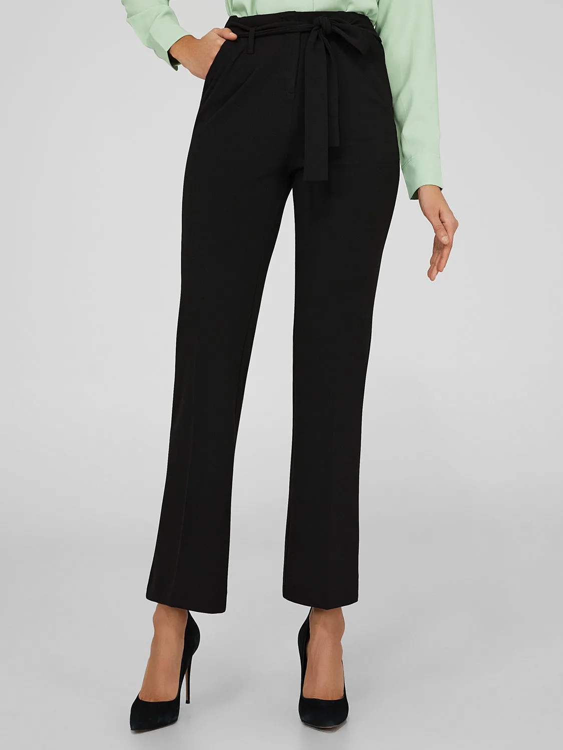 High-Waisted Tie Belt Pants