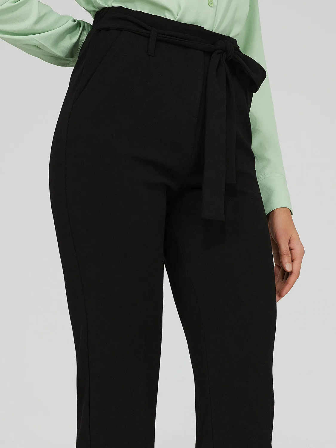 High-Waisted Tie Belt Pants