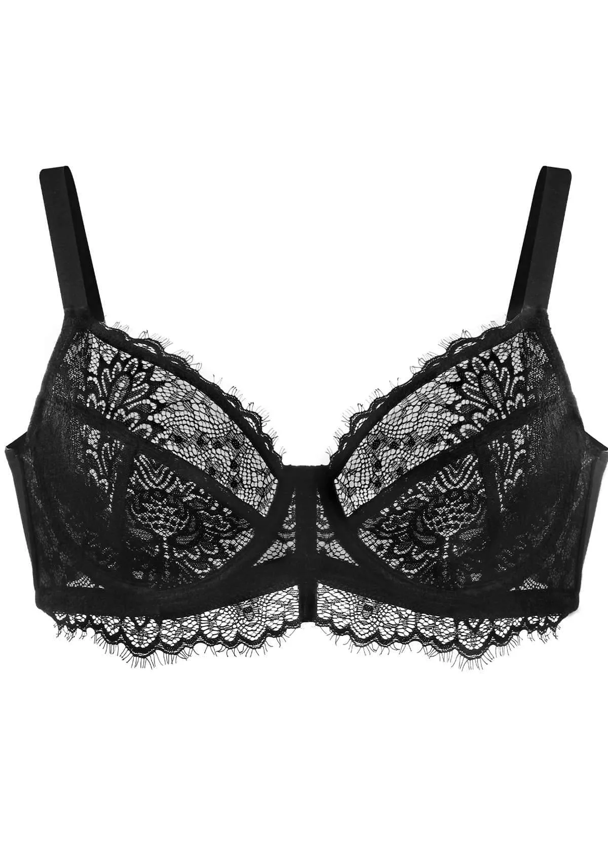 HSIA Black Sunflower Underwire Lace Bra