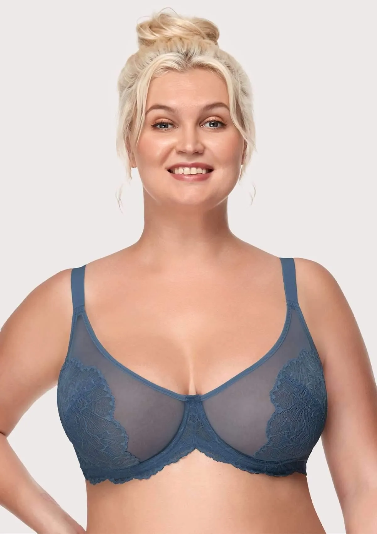 HSIA Blossom Dark Blue Unlined Lace Bra