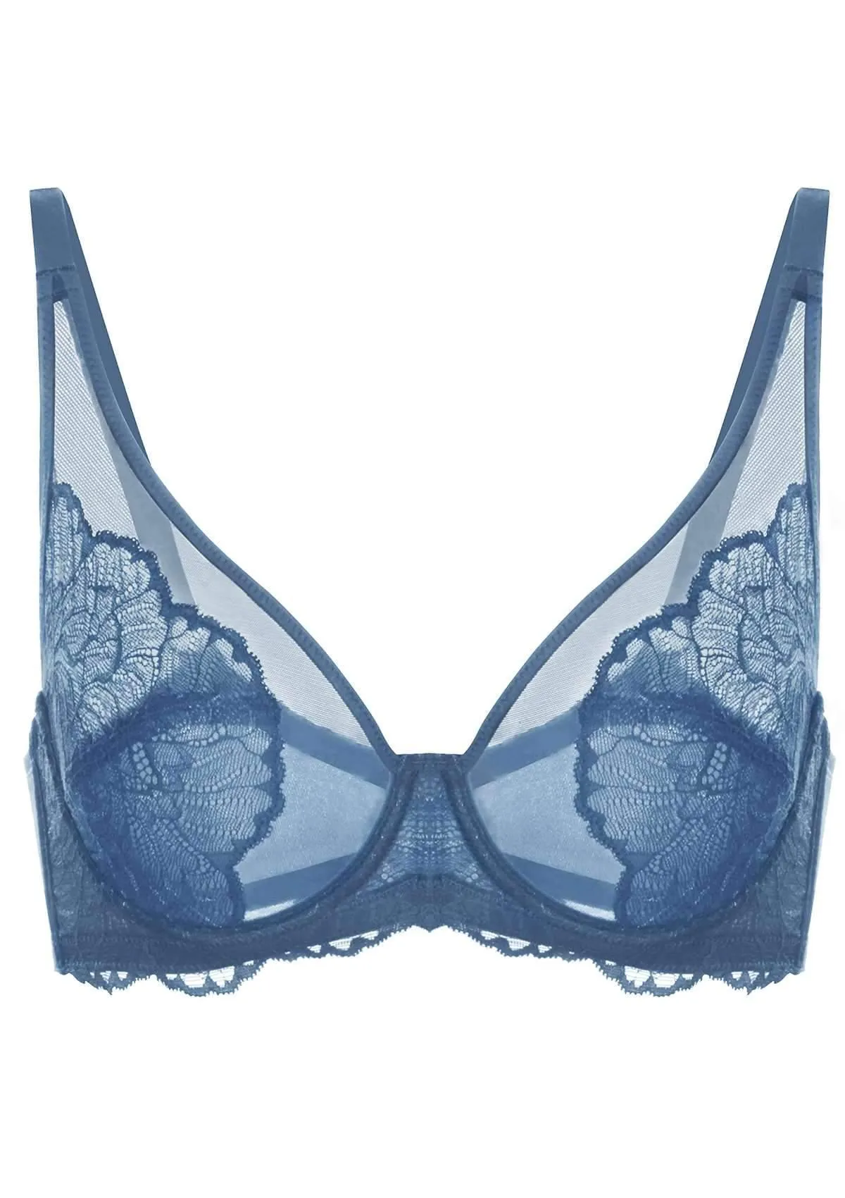 HSIA Blossom Dark Blue Unlined Lace Bra