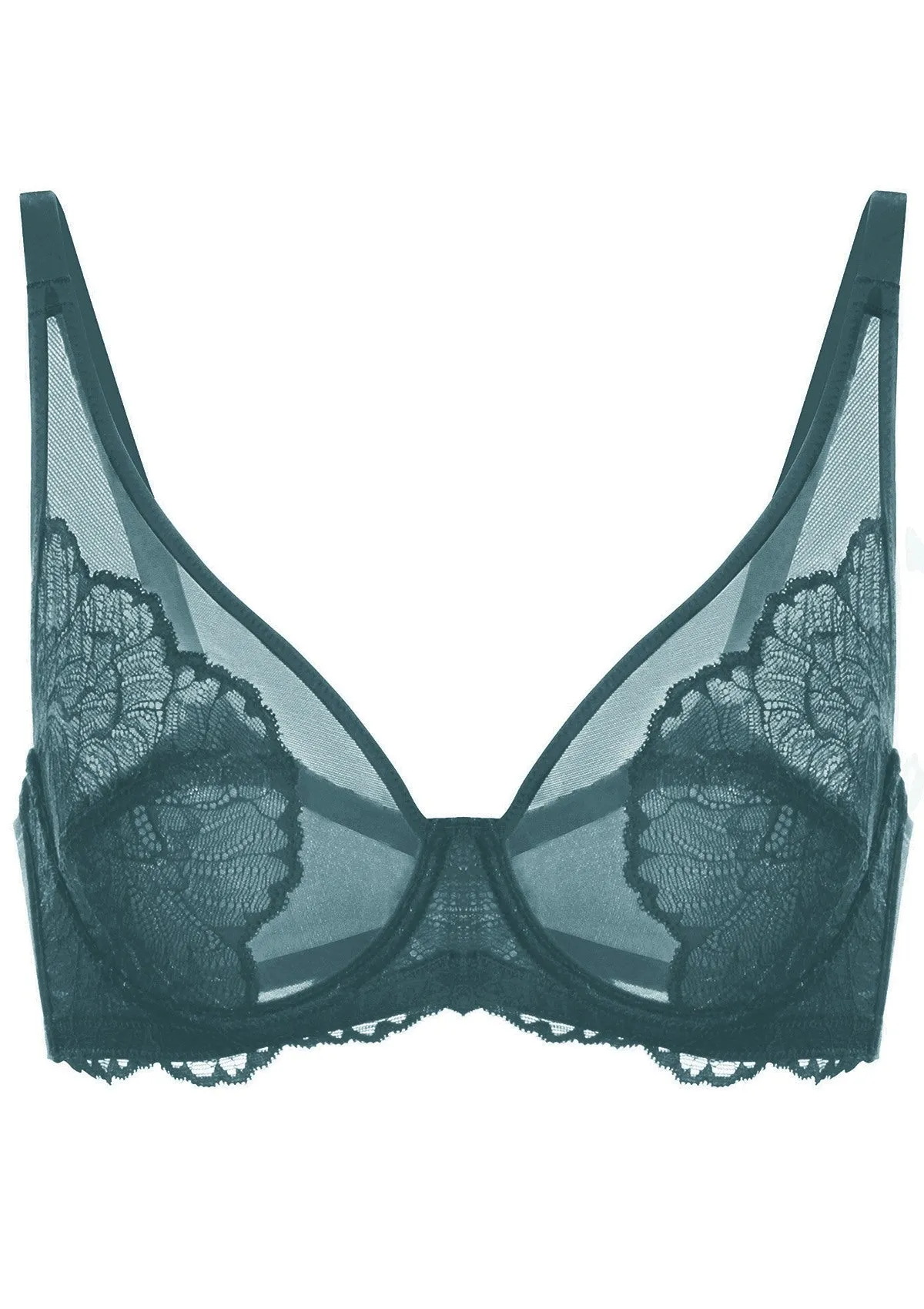 HSIA Blossom Dark Blue Unlined Lace Bra