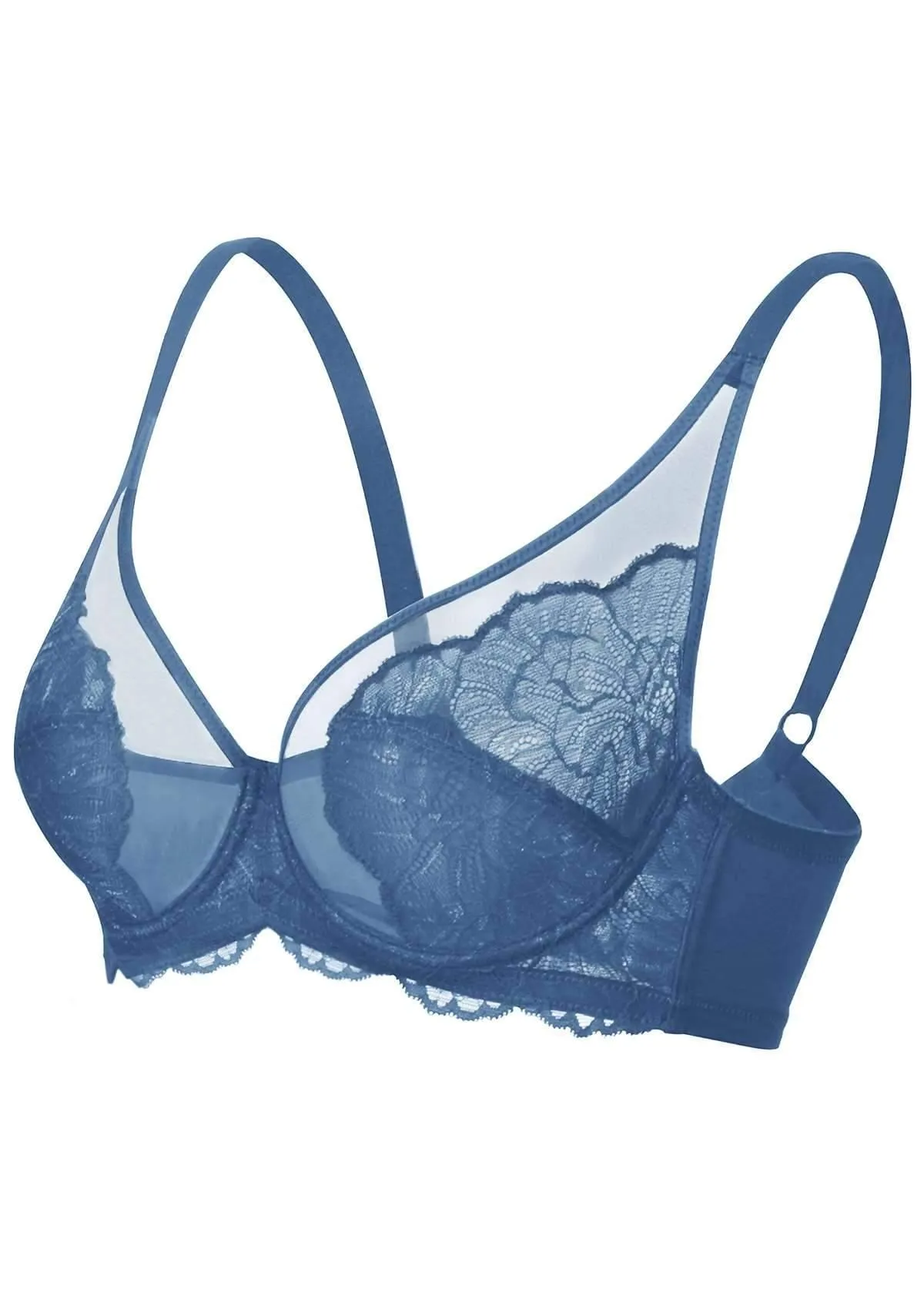 HSIA Blossom Dark Blue Unlined Lace Bra