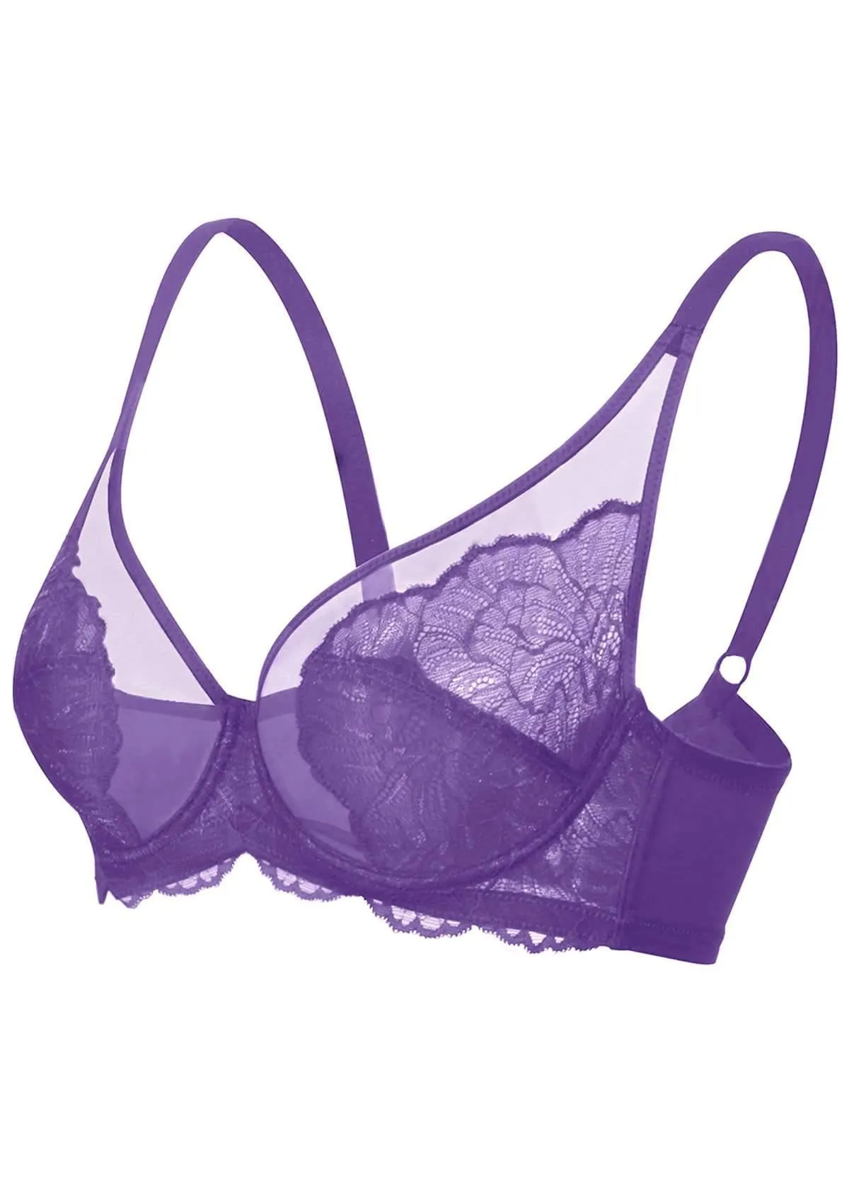 HSIA Blossom Purple Unlined Lace Bra