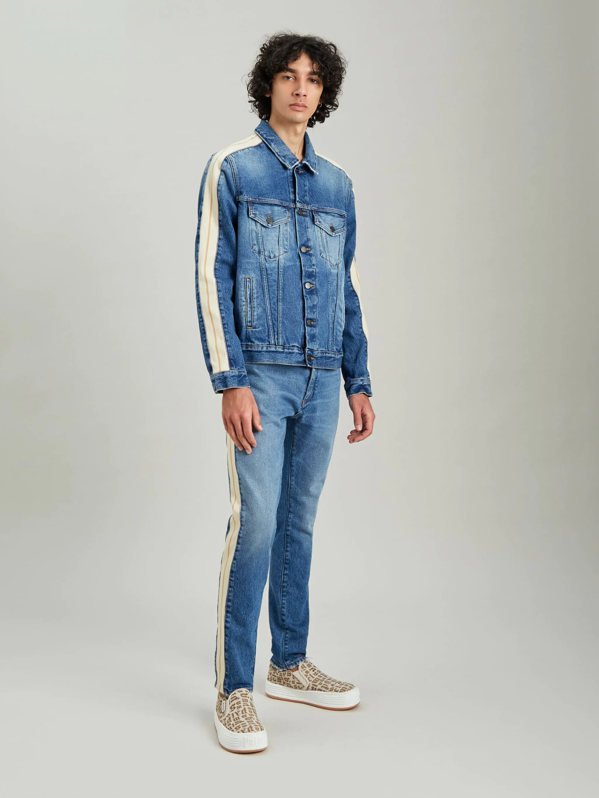 INDIGO TRACK DENIM PANTS