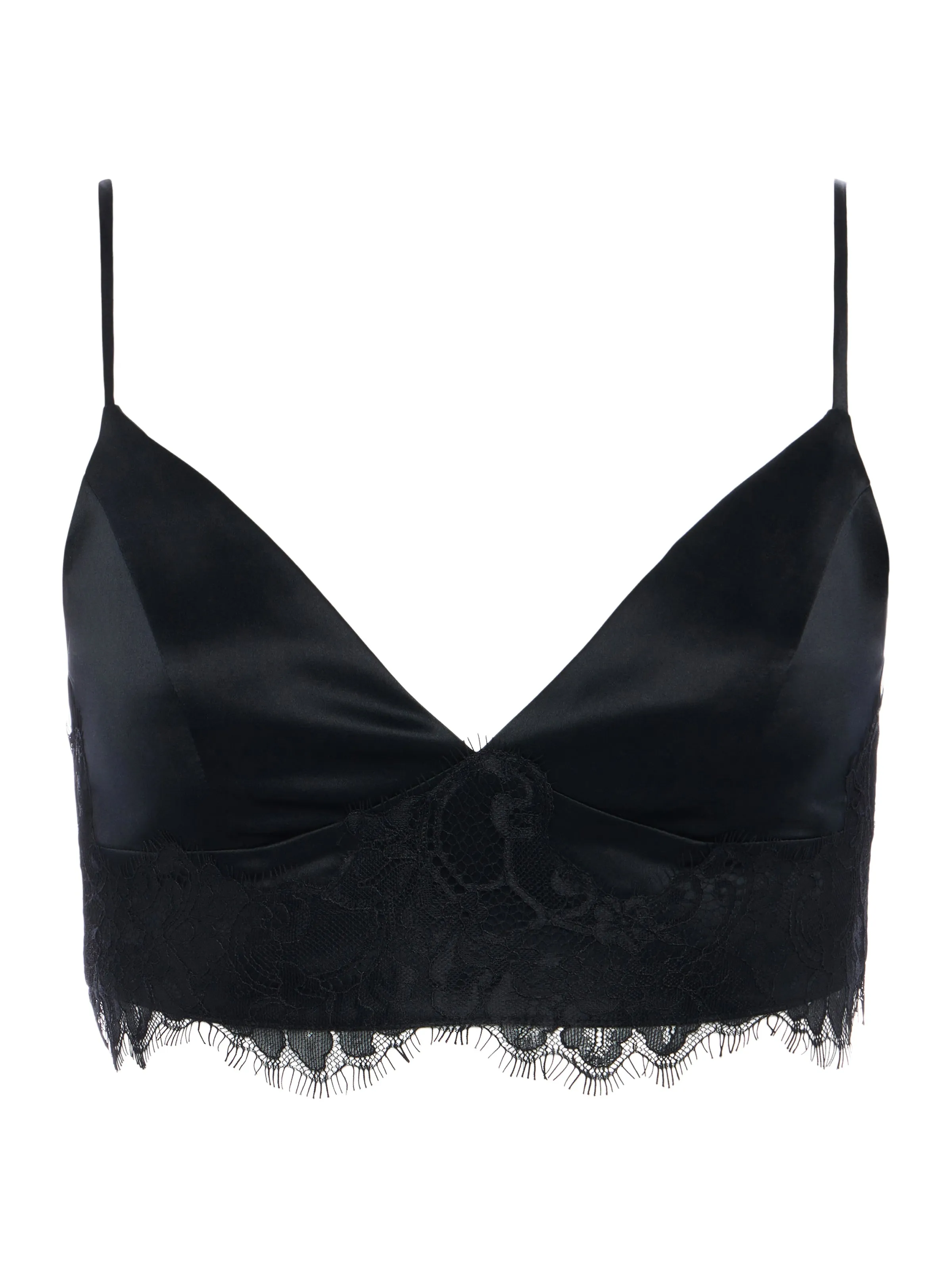 Kelvis Silk Lace-Trim Bra Top