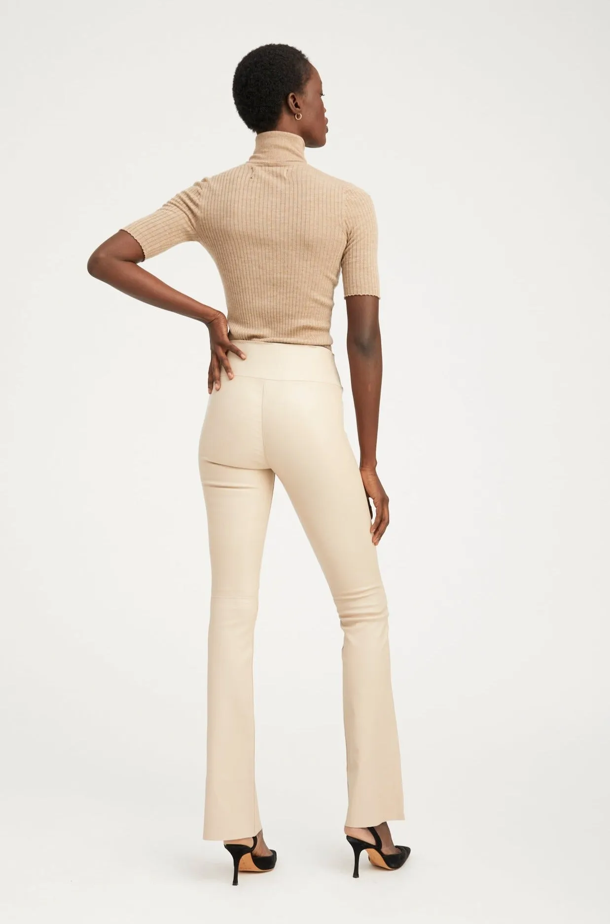 Latte Leather Micro Flare Pants