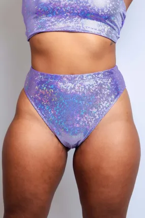 Lavender Holo High Waisted Brazilian Bottoms